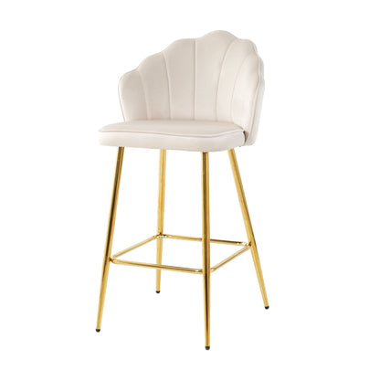 Elegant Shell Shape Velvet Bar Chair (Set of 2) Home Essentials