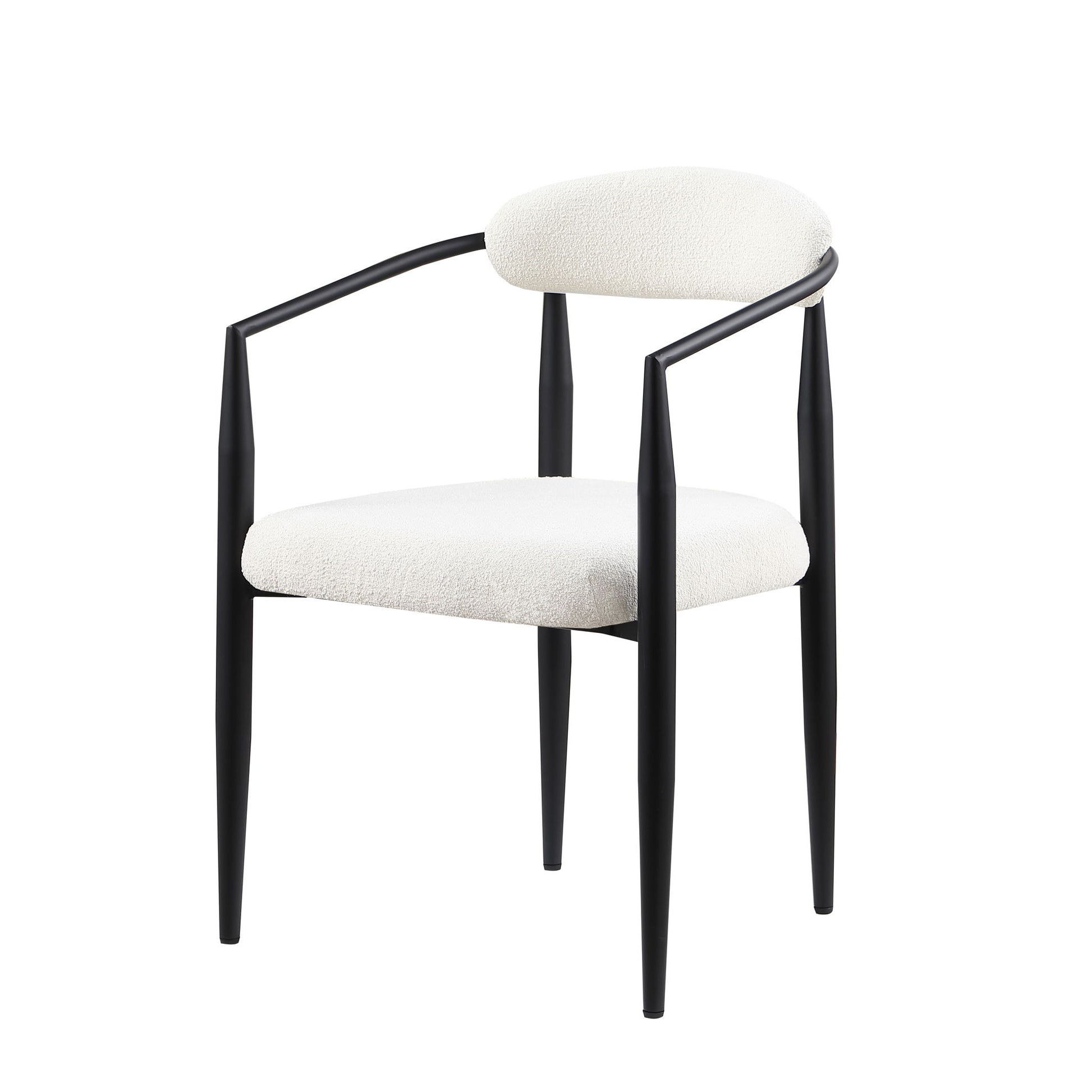 Dining Chairs (Set of 2), Mid-Century Modern Dining Chairs, Kitchen Dining Room Chairs, Round Boucle Backrest Sherpa Dining Chair With Metal Legs Home Essentials