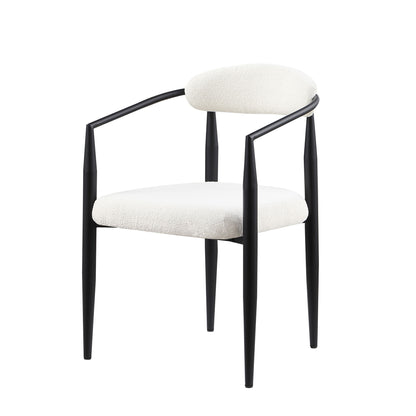 Dining Chairs (Set of 2), Mid-Century Modern Dining Chairs, Kitchen Dining Room Chairs, Round Boucle Backrest Sherpa Dining Chair With Metal Legs Home Essentials