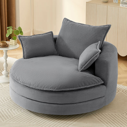 360° Swivel Accent Barrel Chair With Dual Layer Cushion And 3 Removable Pillows Hearth and Haven
