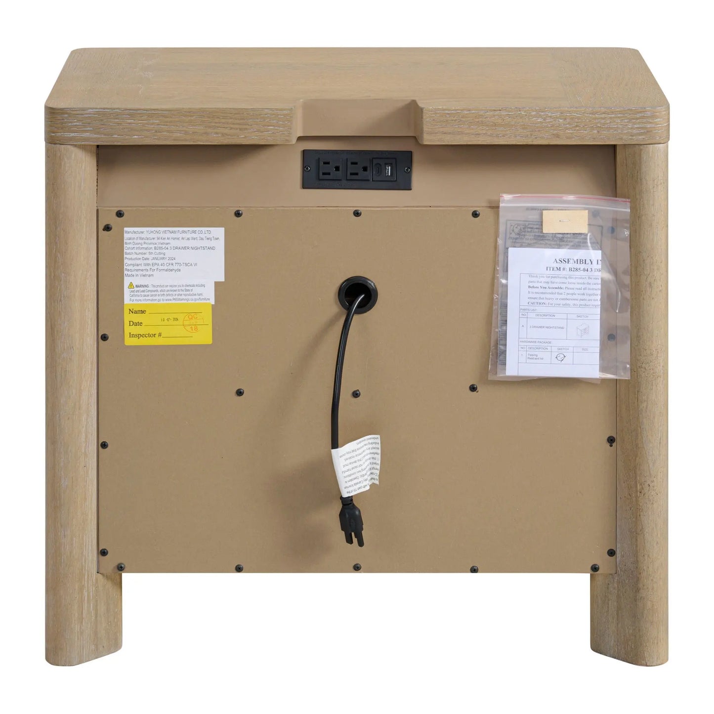 Clove - 3 Drawer Nightstand - Tan Emerald Home