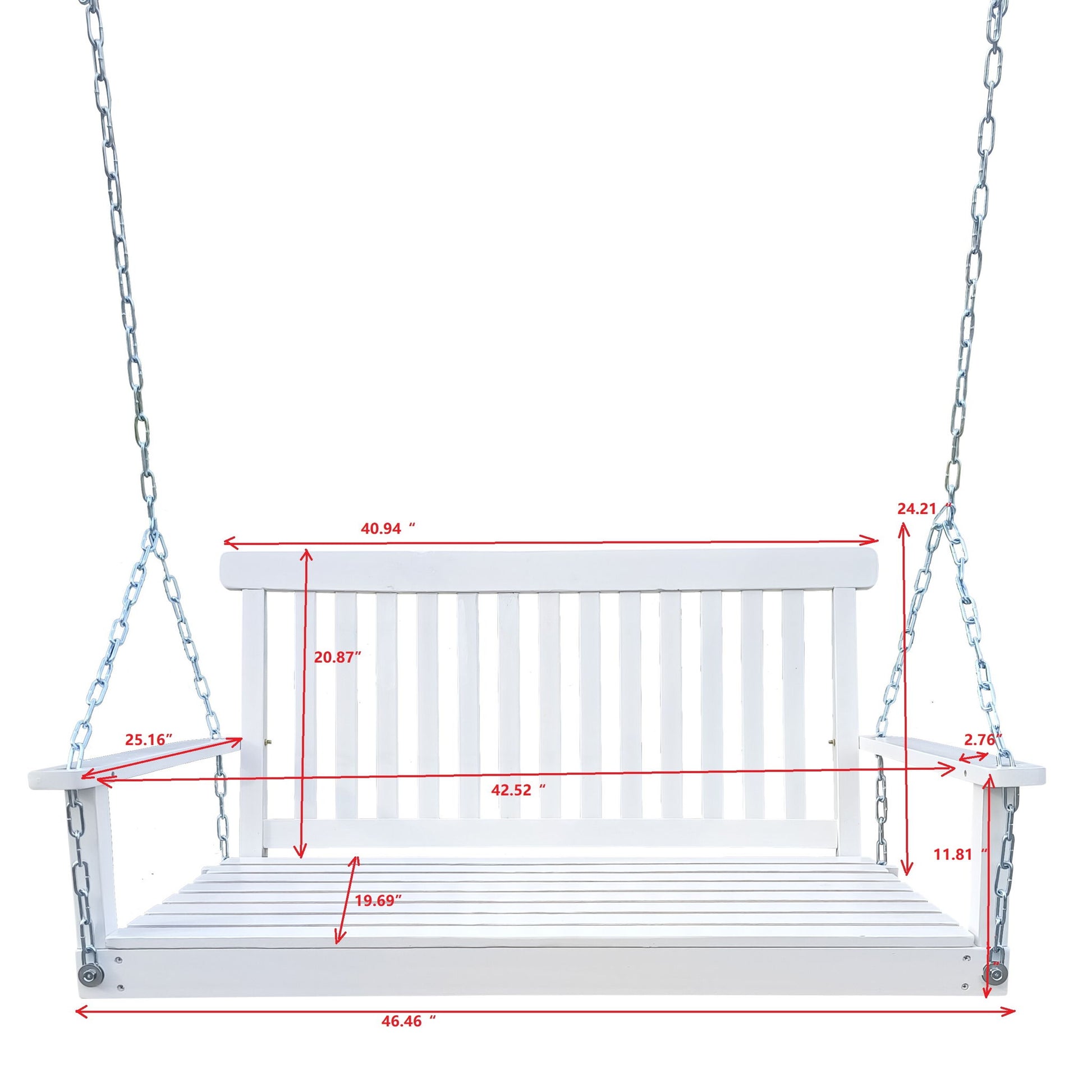 Front Porch Swing With Armrests For Outdoor Patio, Garden Yard, Backyard Or Sunroom Home Essentials