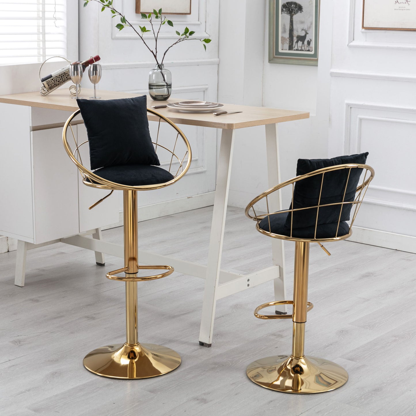 Unique Design Bar Chair, 360 Degree Rotation, Adjustable Height, Suitable For Dining Room And Bar Home Essentials