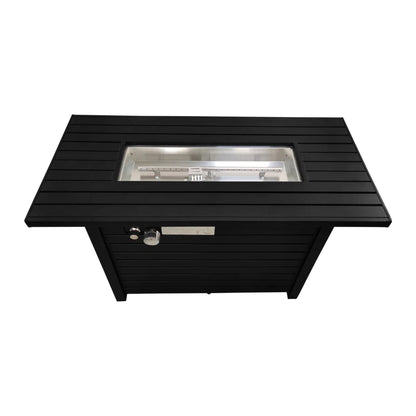 Outdoor Fire Pit Table With Lid Durable Construction - Black LSI Patio Furniture