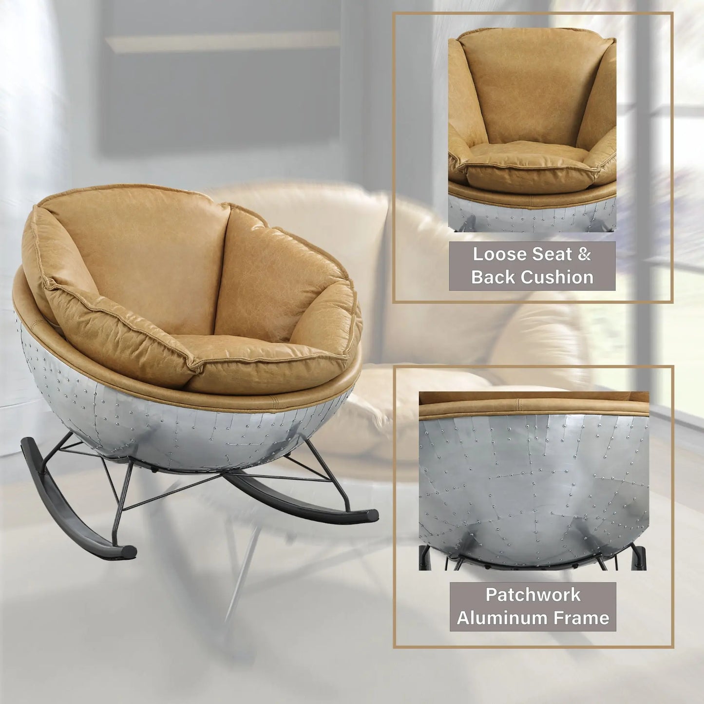 Pippin - Top Grain Leather Rocking Chair - Morocco Acme