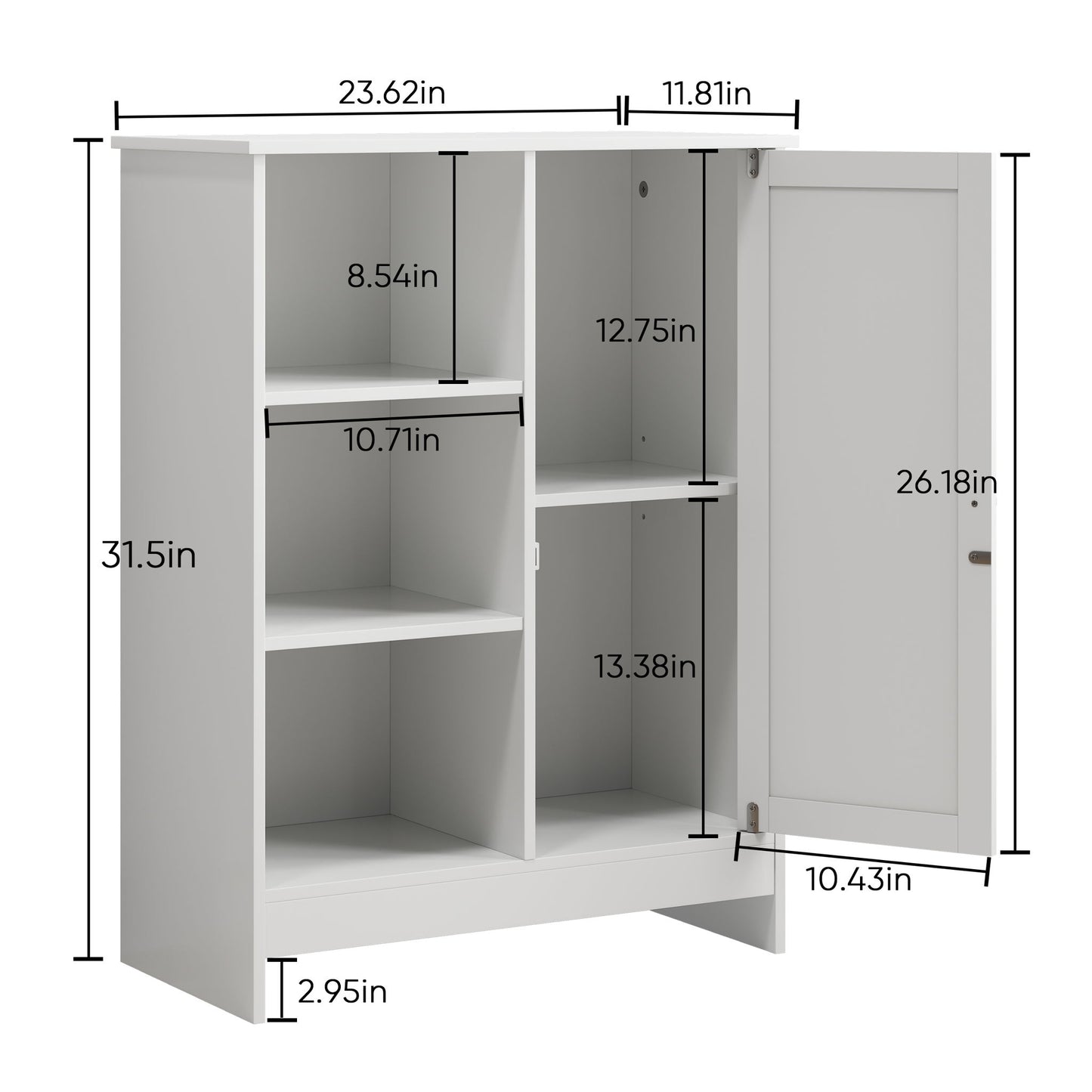 Classic Freestanding Bathroom And Kitchen Storage Cabinet With Adjustable Shelves - White Home Essentials
