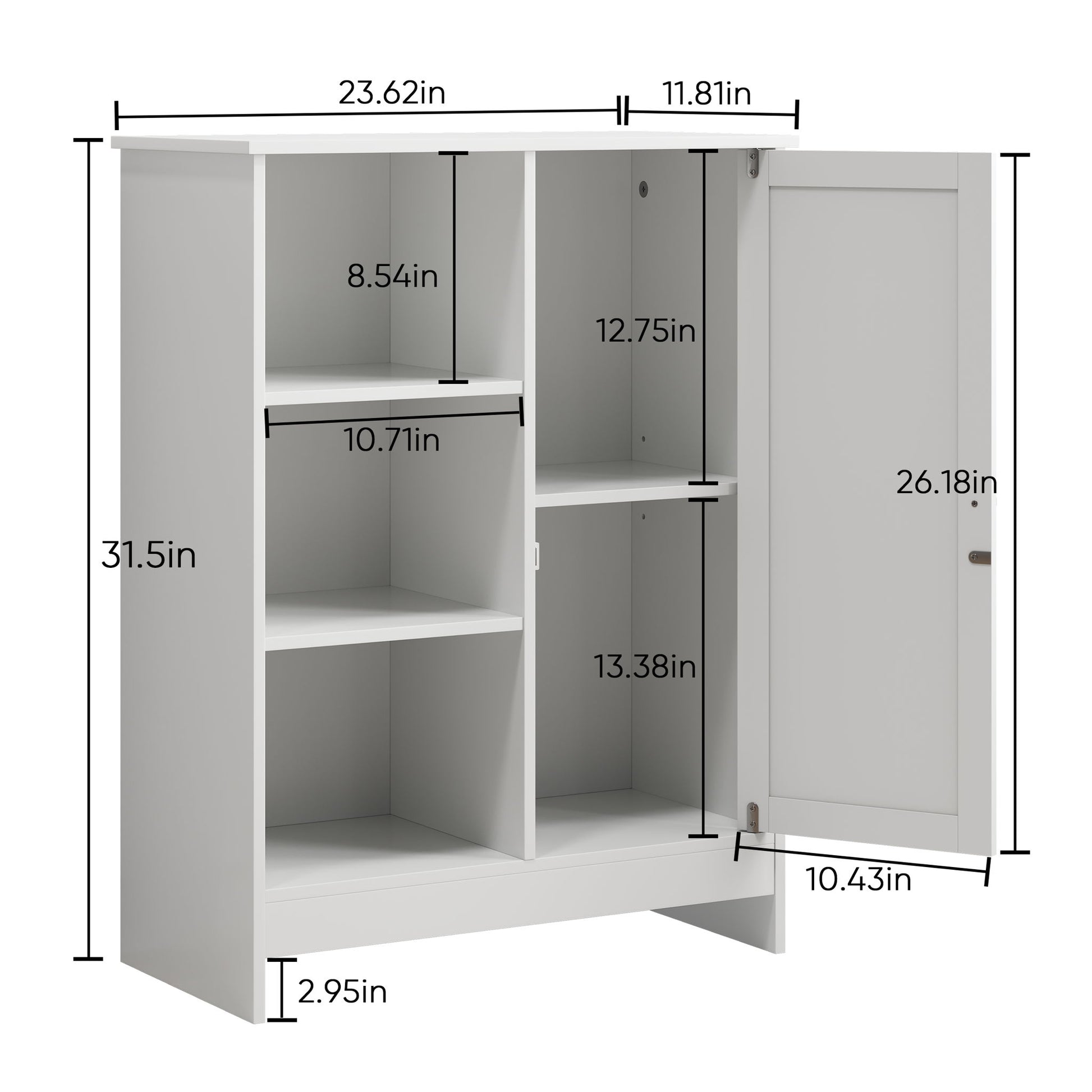 Classic Freestanding Bathroom And Kitchen Storage Cabinet With Adjustable Shelves - White Home Essentials
