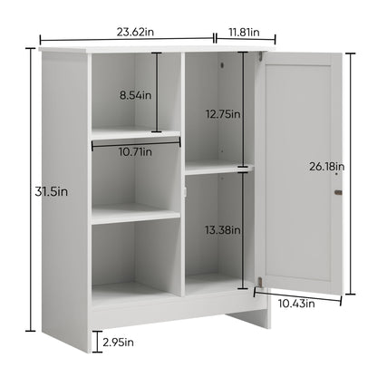 Classic Freestanding Bathroom And Kitchen Storage Cabinet With Adjustable Shelves - White Home Essentials