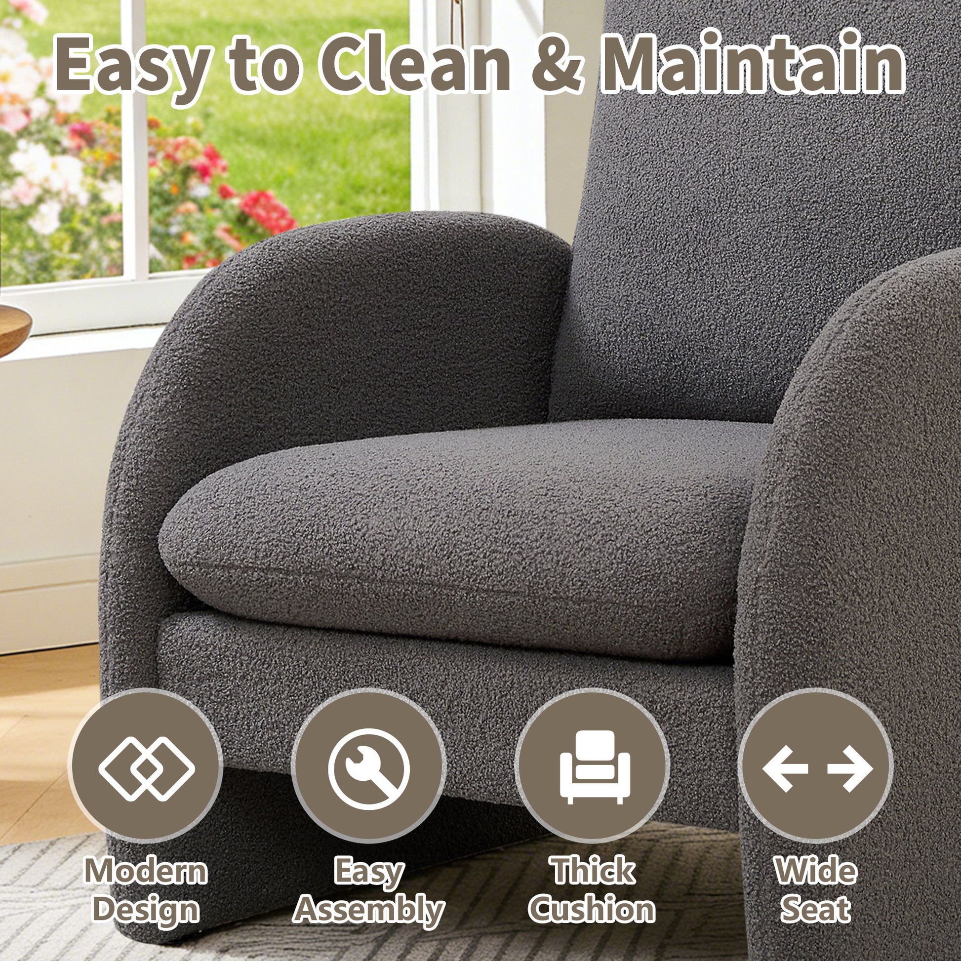 Modern Sherpa Upholstered Accent Chair, Comfortable Living Room Armchair, Lounge Chair For Bedroom, And Office Home Essentials