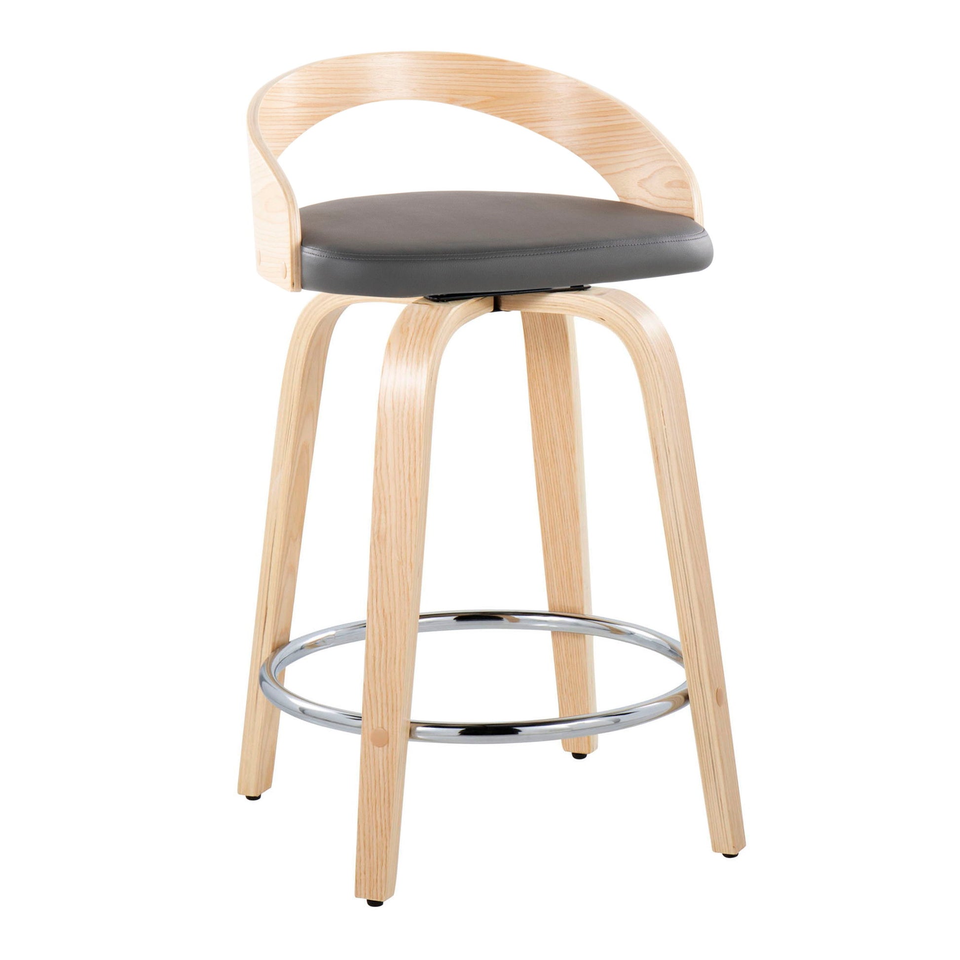 Grotto - Contemporary Fixed Height Counter Stool & Swivel, Round Footrest (Set of 2) Lumi Source