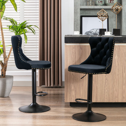 Swivel Velvet Barstools Adjusatble Seat Height, Modern Upholstered Bar Stools With Backs Comfortable Tufted For Home Pub And Kitchen Island (Set of 2) Home Essentials