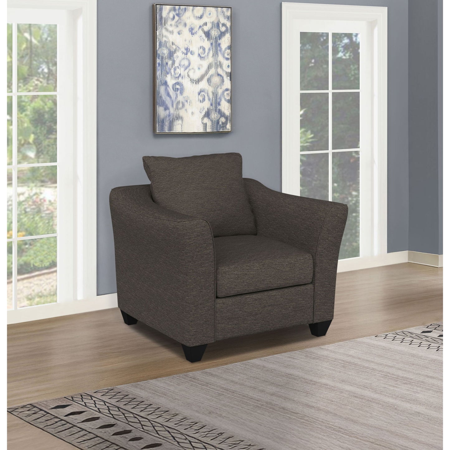Paige - Flared Arm Chair - Charcoal Gray Furniture Max