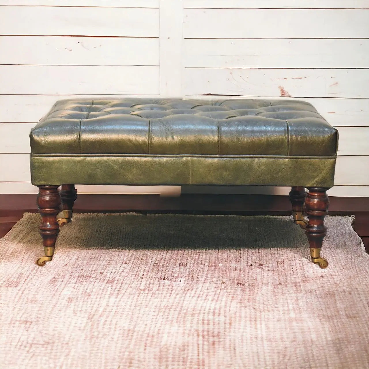 Buffalo - Leather Ottoman With Castor Legs Artisan Furniture
