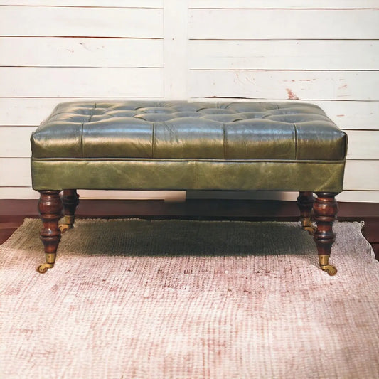 Buffalo - Leather Ottoman With Castor Legs Artisan Furniture