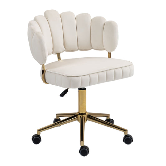 Modern Velvet Home Office Desk Chair With Adjustable Height And Swivel Wheels