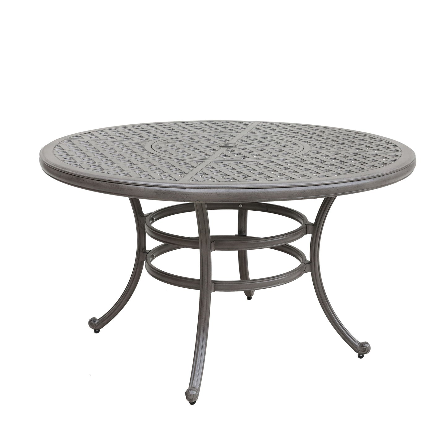 All-Weather And Durable 52" Round Cast Aluminum Round Dining Table With Umbrella Hole - Gray Home Essentials