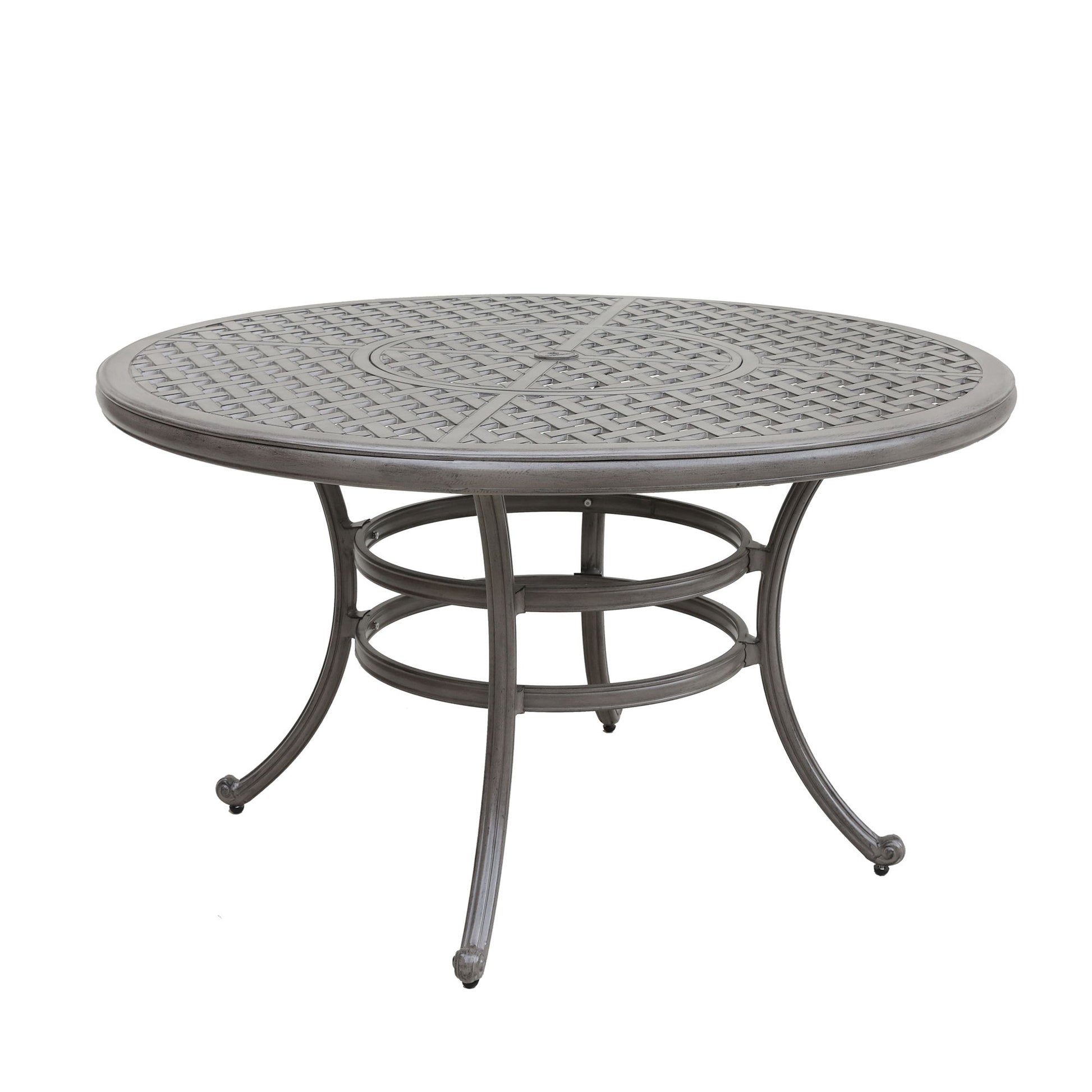 All-Weather And Durable 52" Round Cast Aluminum Round Dining Table With Umbrella Hole - Gray Home Essentials