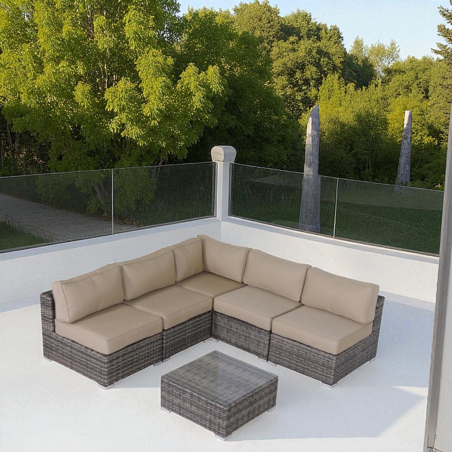 Seating Set With Cushions Handcrafted Wicker Design LSI Patio Furniture