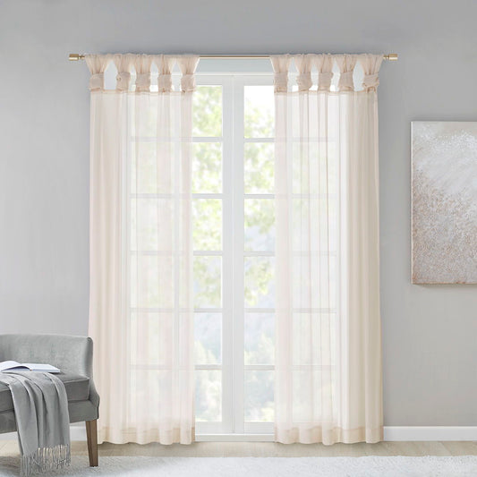 Ceres - 84" Twist Tab Voile Sheer Window Pair - Ivory