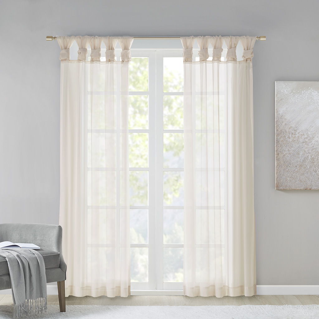 Ceres - 63" Twist Tab Voile Sheer Window Pair - Ivory Madison Park
