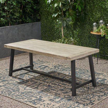 Equilibrium - Outdoor Dining Table With Wooden Frame And Slat Top Noble House