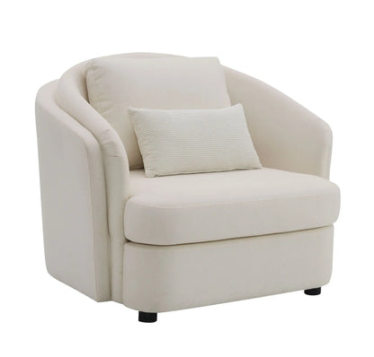 Mariko - Linen Chair With 1 Toss Pillow - Beige Acme