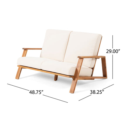 Paloma - Contemporary Loveseat And Coffee Table Set With Weather Resistant Cushions Noble House