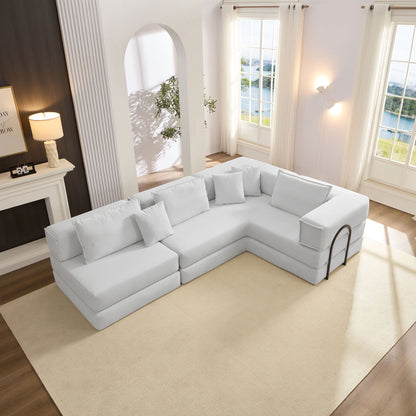Modular L Shaped Floor Living Room Sofa Set With 6 Pillows Home Essentials