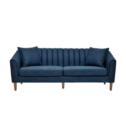 Contemporary 3 Seater Sofa With Button Tufted Design - Navy Blue Noble House