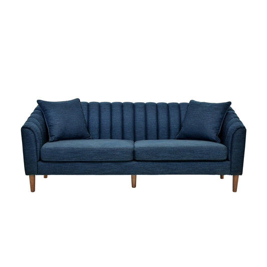 Contemporary 3 Seater Sofa With Button Tufted Design - Navy Blue Noble House
