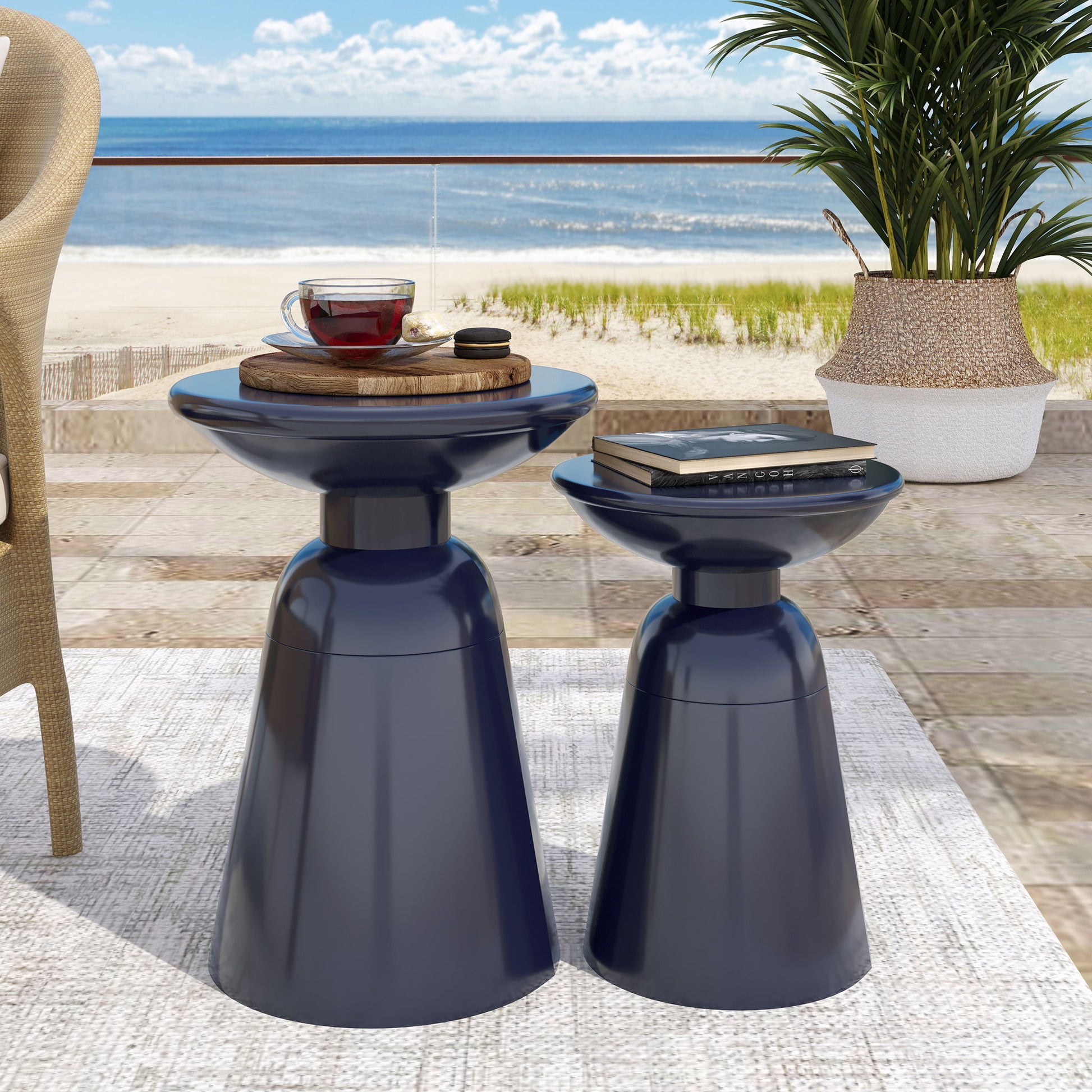 Serenita - Outdoor Side Tables With Flared Design (Set of 2) Noble House