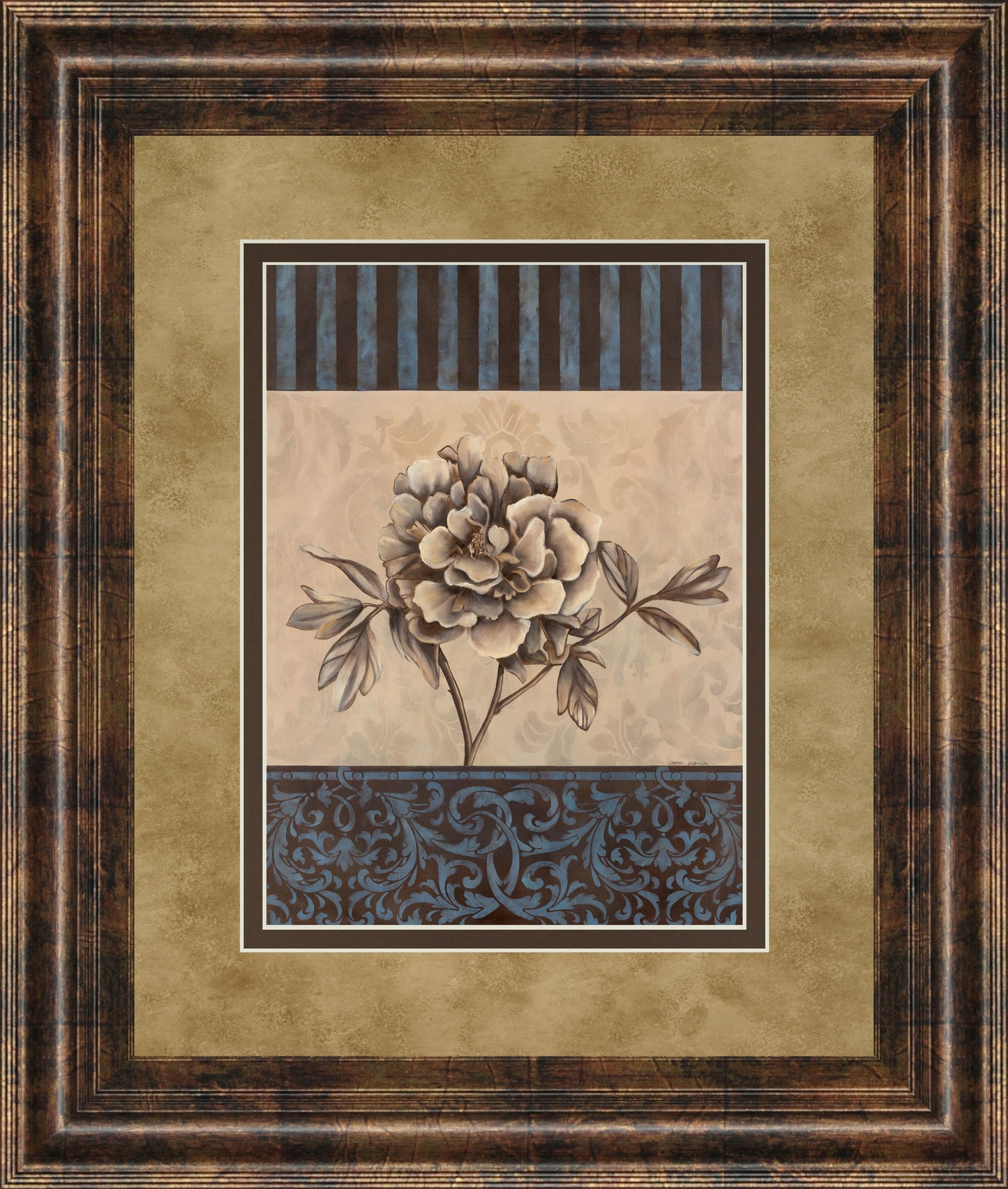 Rose Refined I By Carol Robinson - Framed Print Wall Art - Blue