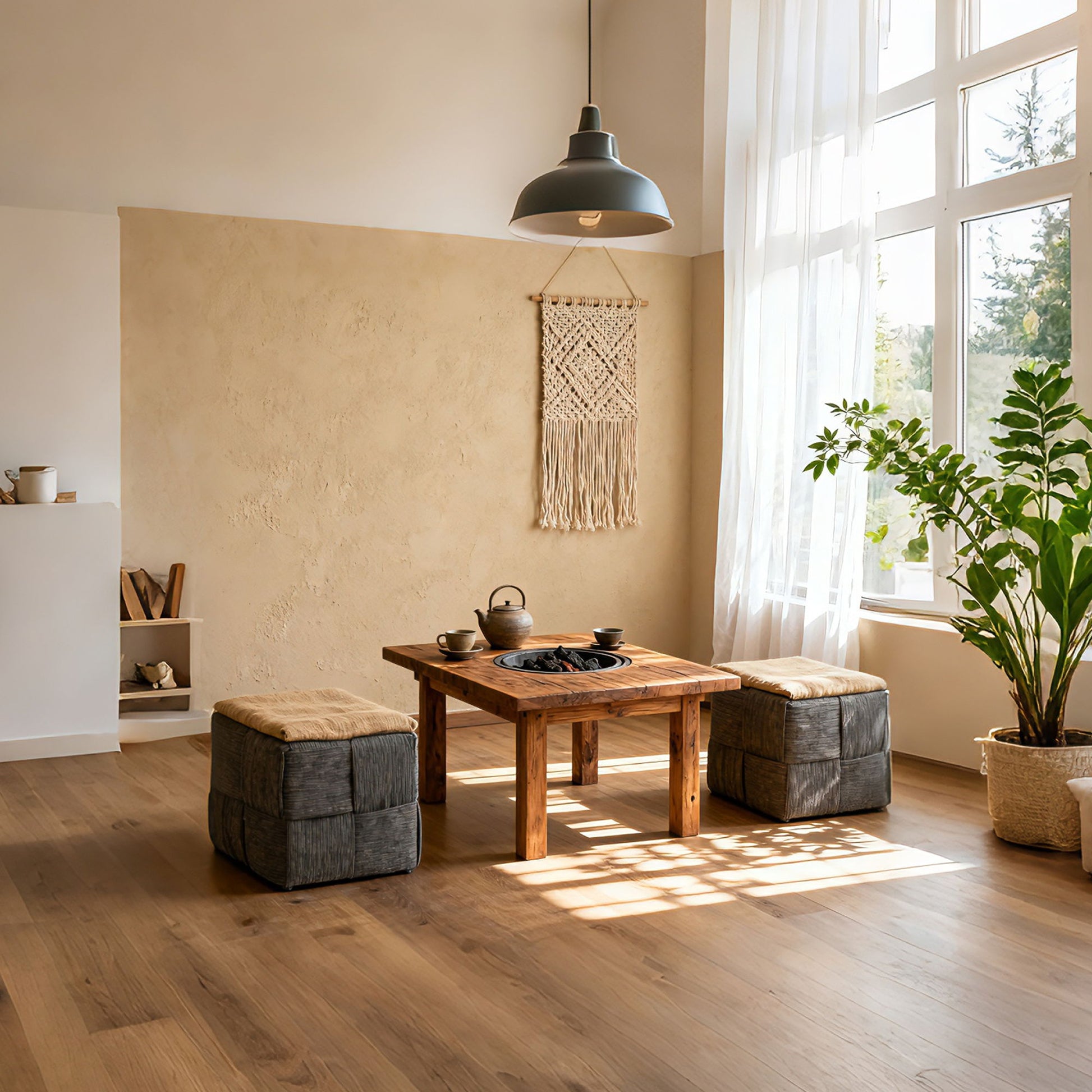 Square Ottoman Foot Rest With Woven Design Home Essentials