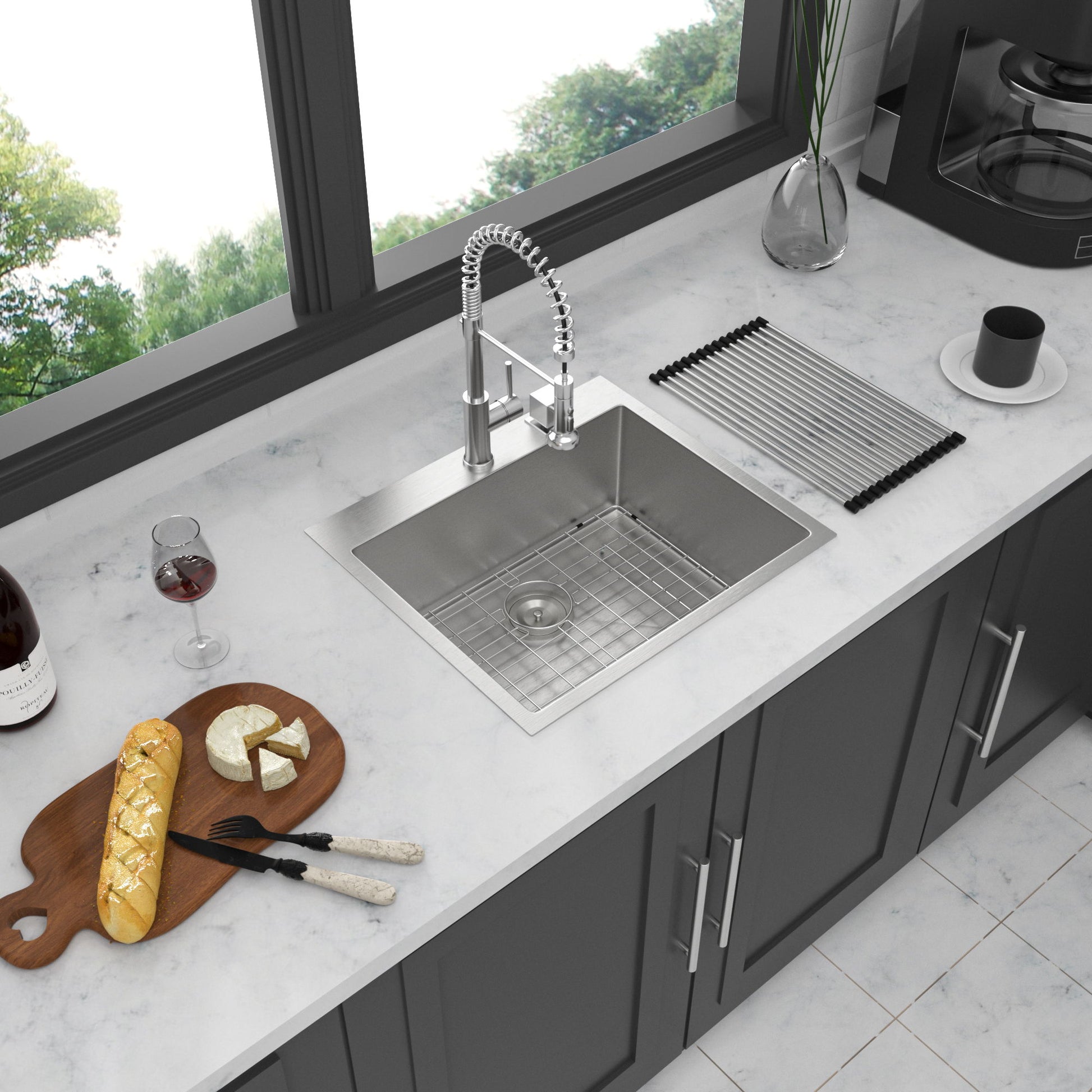 Drop In Kitchen Sink, 16 Gauge Stainless Steel, Single Bowl, Topmount Basin Daily Nest