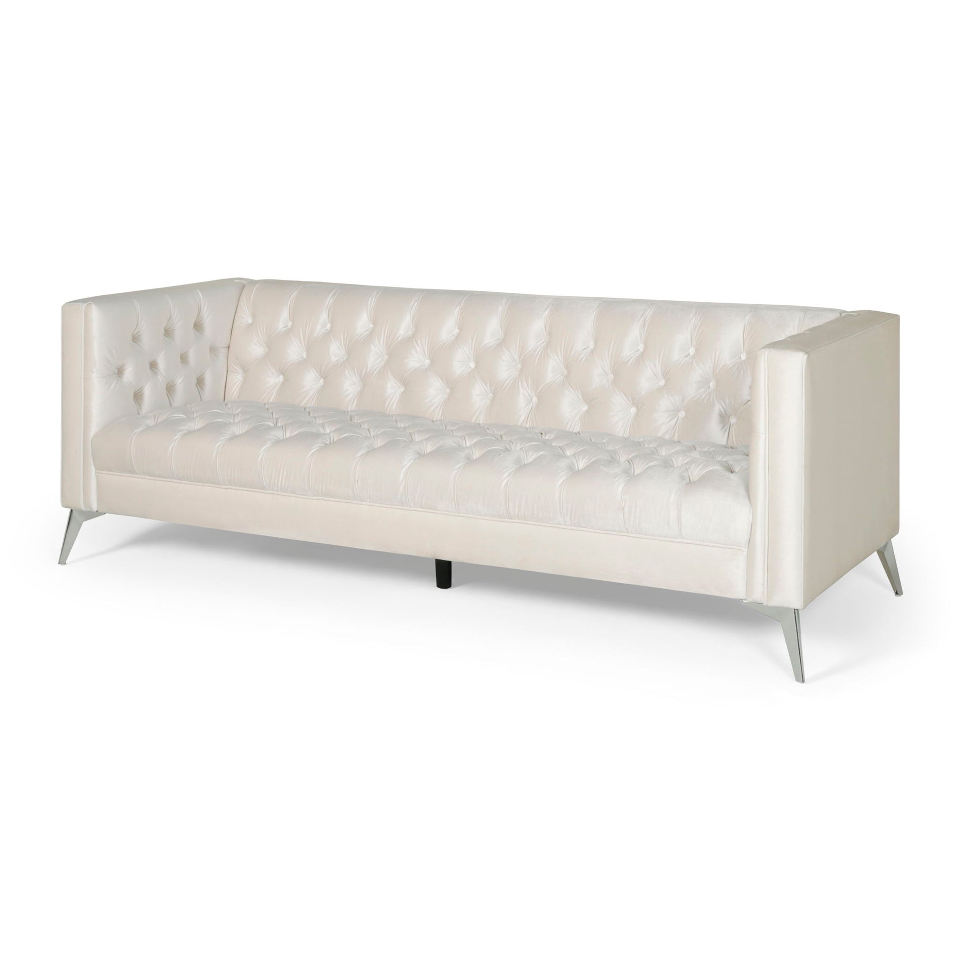 Contemporary 3 Seater Sofa With Button Tufting Noble House