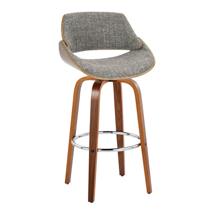 Fabrizzi - Mid Century Modern Fixed Height Barstool With Swivel With Round Footrest (Set of 2) Lumi Source