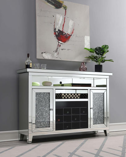 Melinda - 2-Door LED Mirrored Wine Storage Bar Cabinet - Silver CoasterElevations
