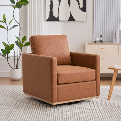 Modern Upholstered Square Swivel Accent Chair With 360 Degree Rotation Home Essentials