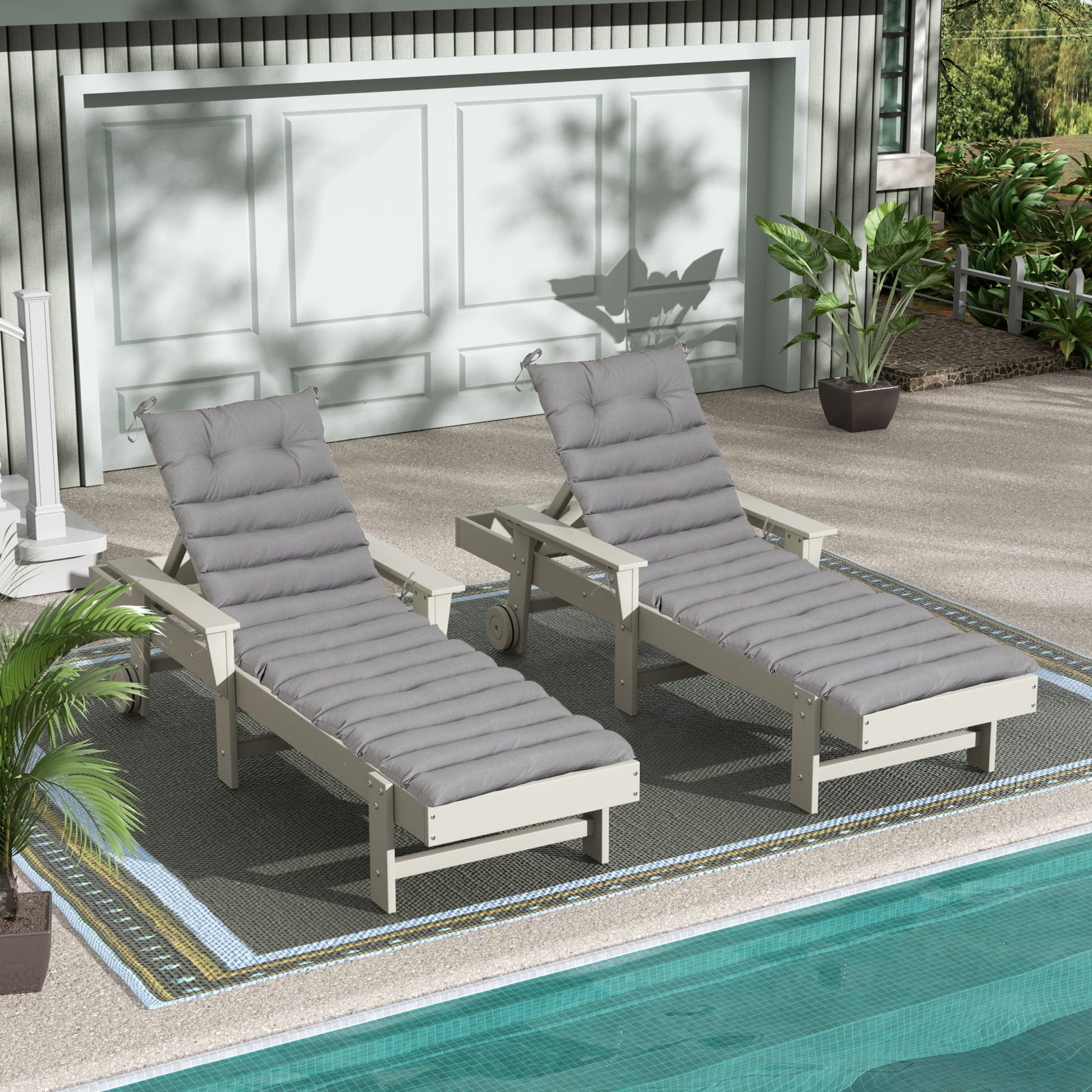 2 Piece Outdoor Chaise Lounge Chair Cushion Set Home Essentials