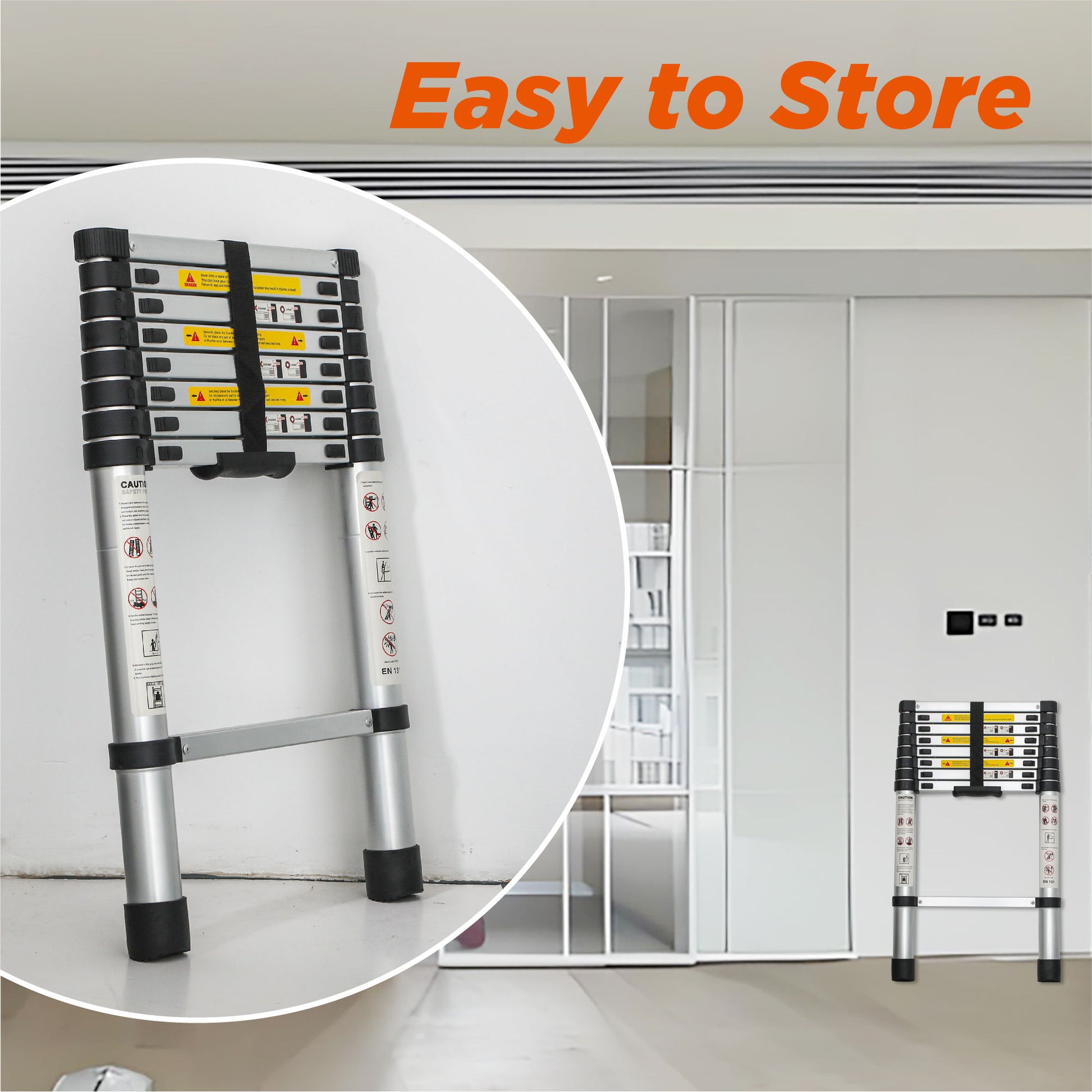 Telescopic Extension Ladder, Folding Portable Multi Purpose For Indoor Outdoor Work - Black Daily Nest