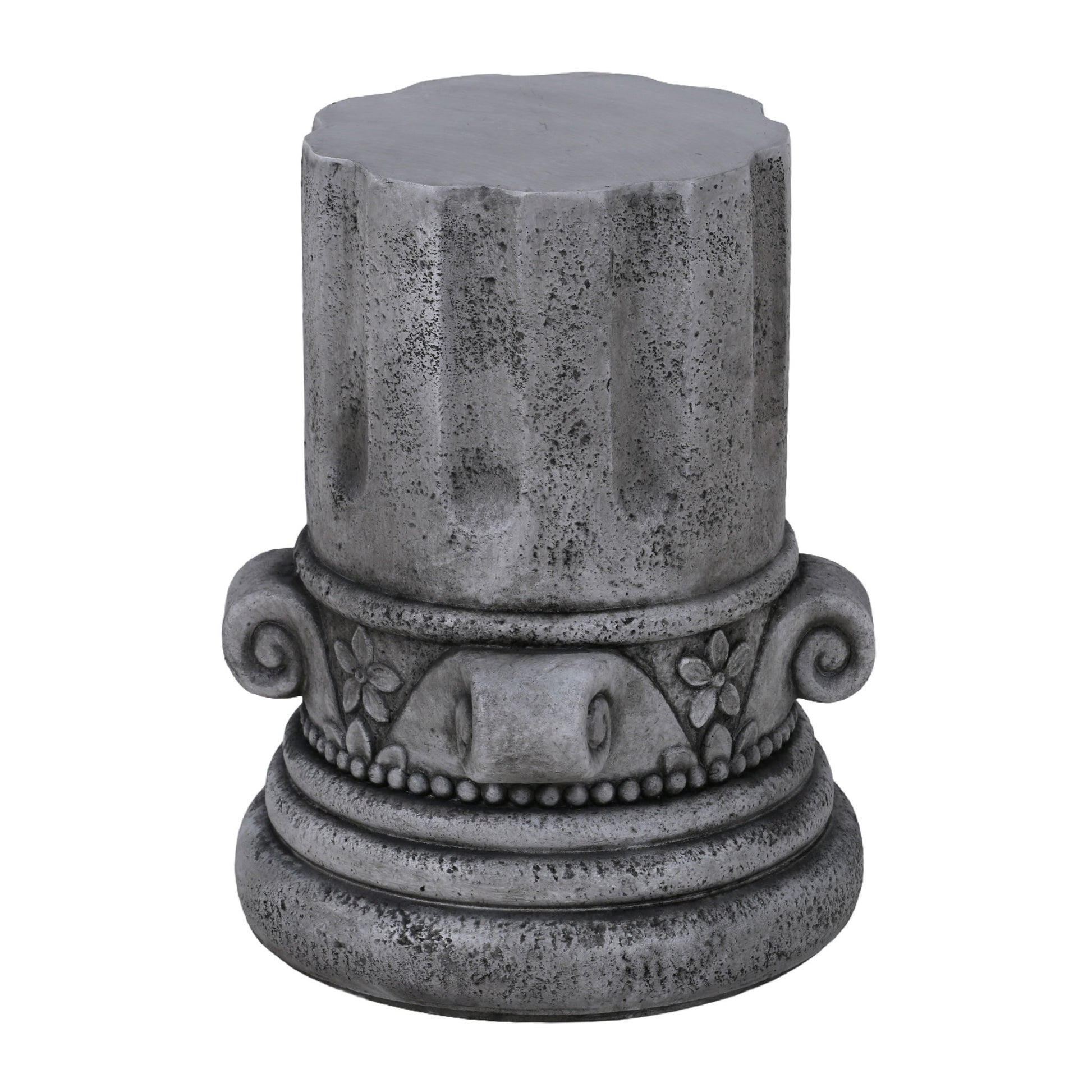 Outdoor End Table, Round Side Table For Patio And Garden - Antique Grey Home Essentials