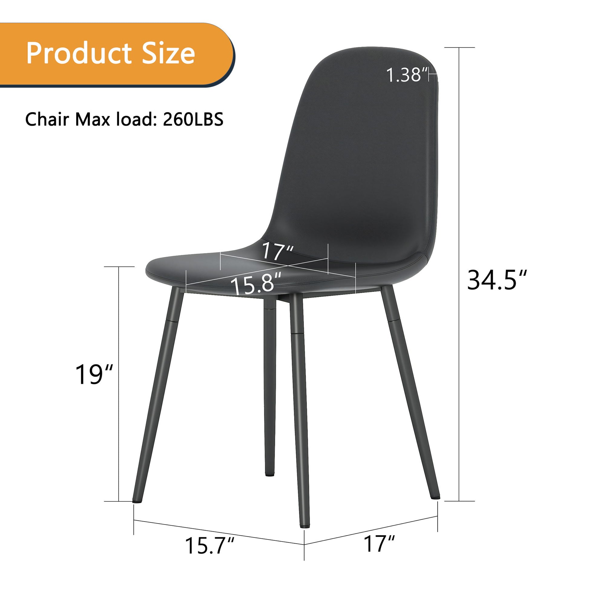 Modern Medieval Style Cushioned Side Chairs Set With Black Metal Legs For Kitchens Home Essentials