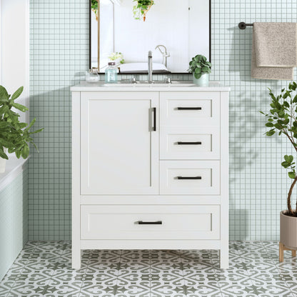 Modern Bathroom Vanity With Ceramic Sink, Solid Frame And Storage Solutions Hearth and Haven