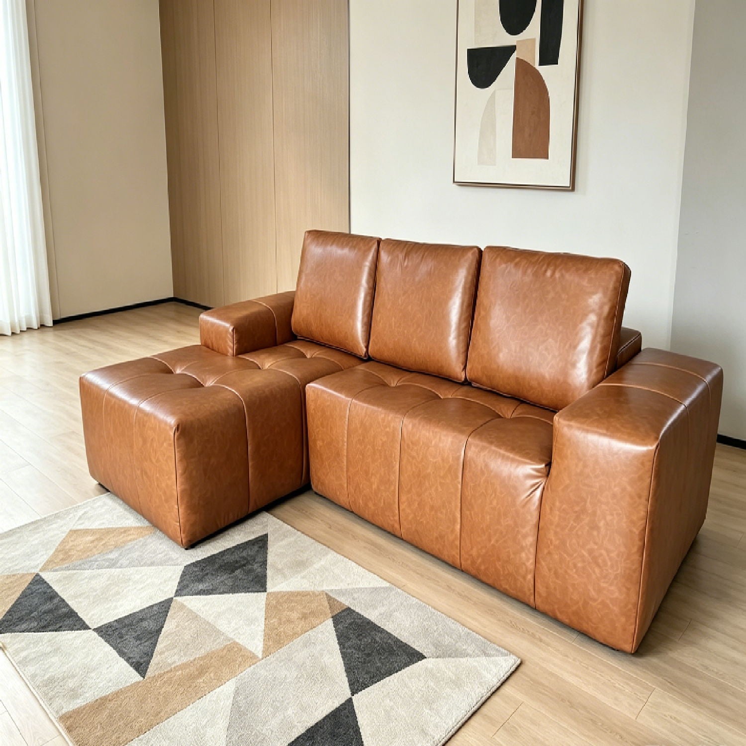 Deep Seat L - Shaped Modular Sectional Sofa For Living Room - Brown Home Essentials