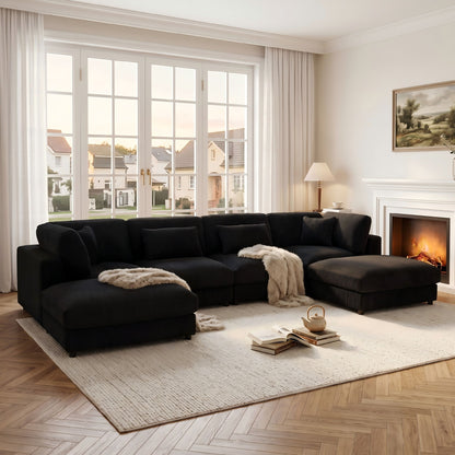 Upholstered Modular Sectional & Custom Configuration And Toss Pillows Home Essentials