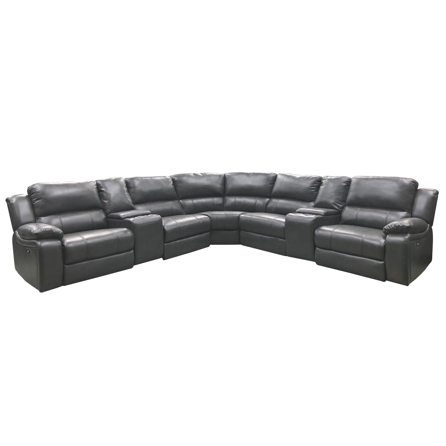 Power Reclining Sectional Sofa With 3 Adjustable Recliners, USB Ports & Cup Holders, Oversized Seating For Living Room - Black Home Essentials
