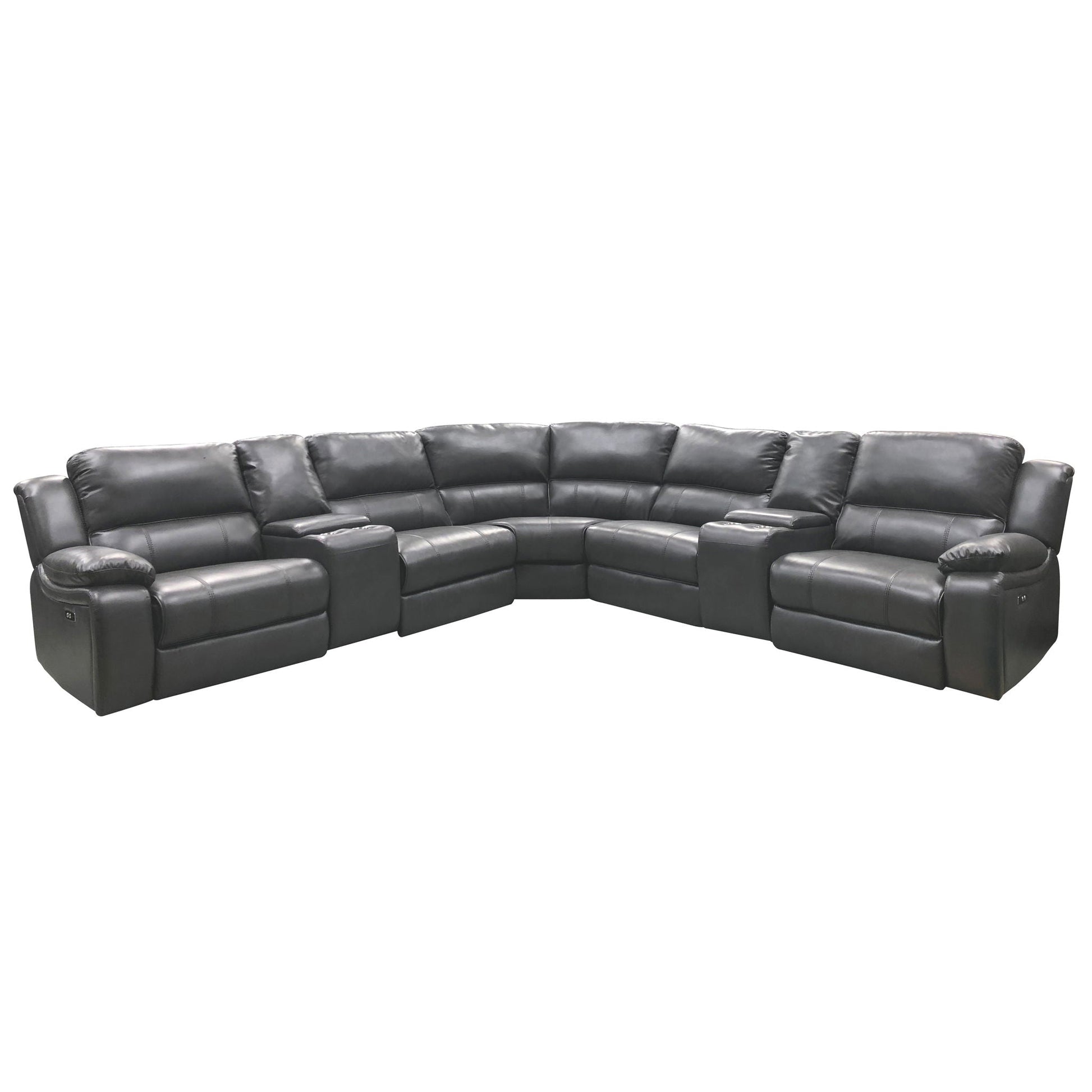Power Reclining Sectional Sofa With 3 Adjustable Recliners, USB Ports & Cup Holders, Oversized Seating For Living Room - Black Home Essentials