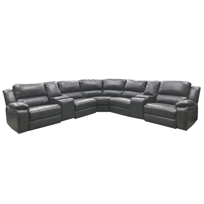 Power Reclining Sectional Sofa With 3 Adjustable Recliners, USB Ports & Cup Holders, Oversized Seating For Living Room - Black Home Essentials