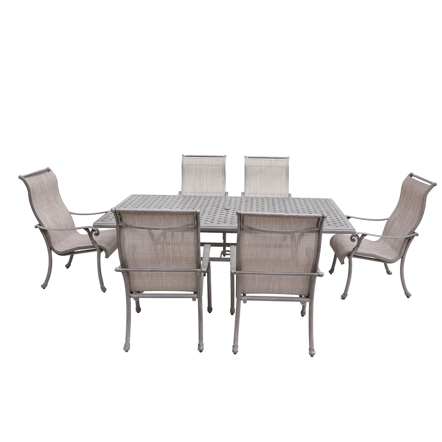 Cast Aluminum Dining Set With Sling Chairs Home Essentials