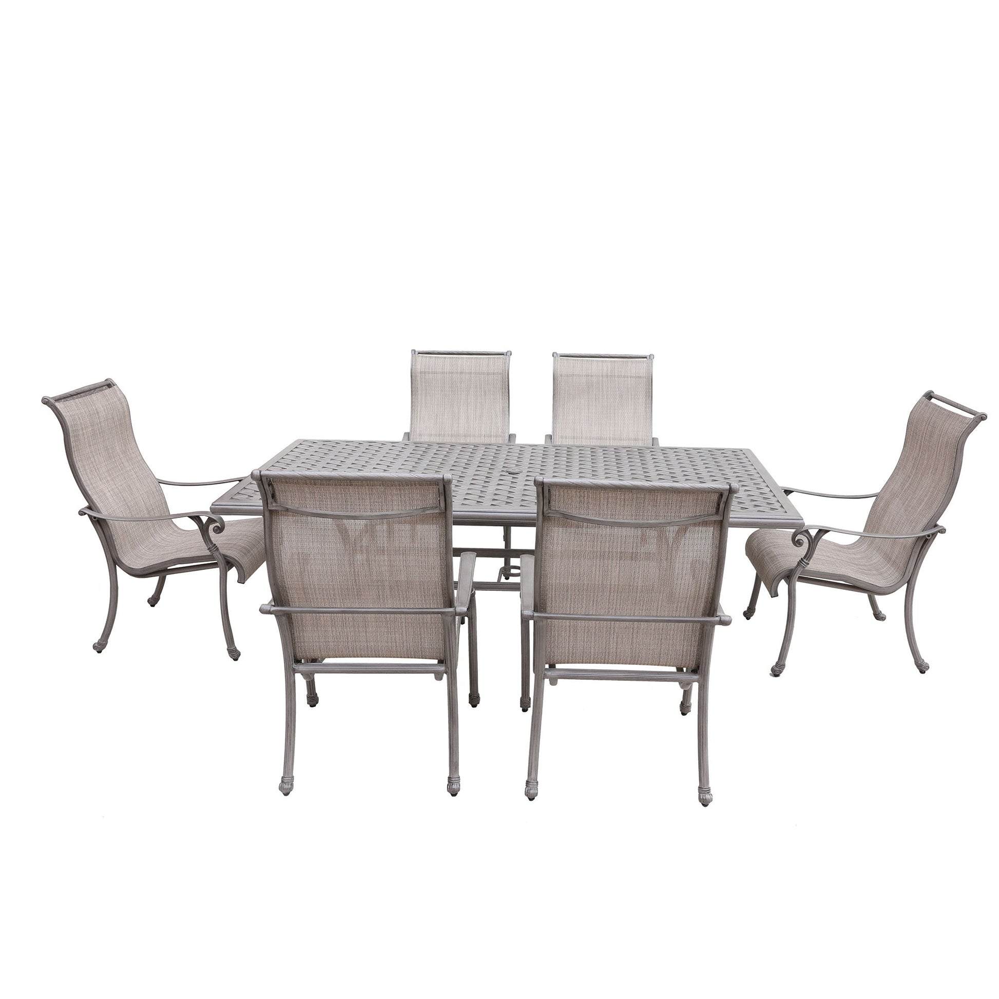 Cast Aluminum Dining Set With Sling Chairs Home Essentials